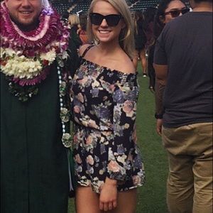 Off the shoulder floral romper